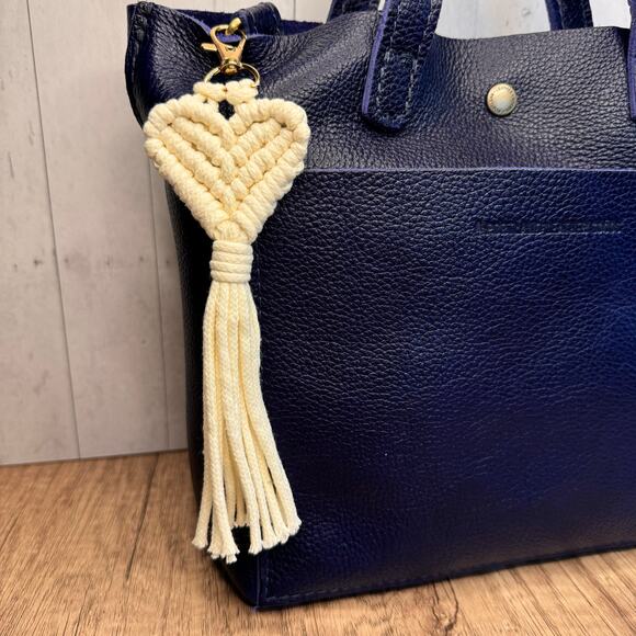 Macrame Charm Neutral Purse Keychain Charm Boho Accessories FAST SHIP NEW - Picture 1 of 2